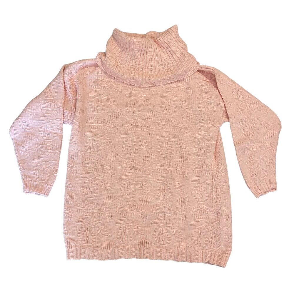 Talbott Womens Sweater Sz Large Vintage Pink Cowl Neck Light Pink Cotton USA